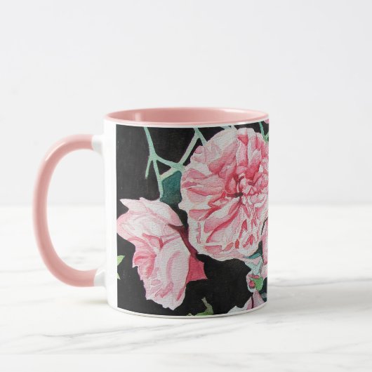Rose rose Aquarelle Fleur Roses Floral Mug (Gauche)