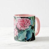 Rose rose Aquarelle Fleur Roses Floral Mug (Devant droit)