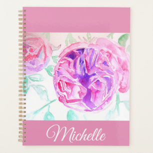 Rose rose Aquarelle Lilac Rose Girls Carnet