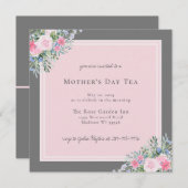 Rose rose Aquarelle Mère's Day Invitation (Devant / Derrière)