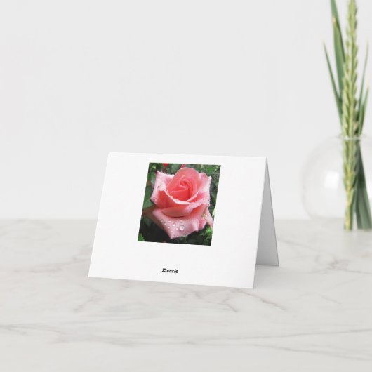 Rose rose avec carte de note Dew (Dos)