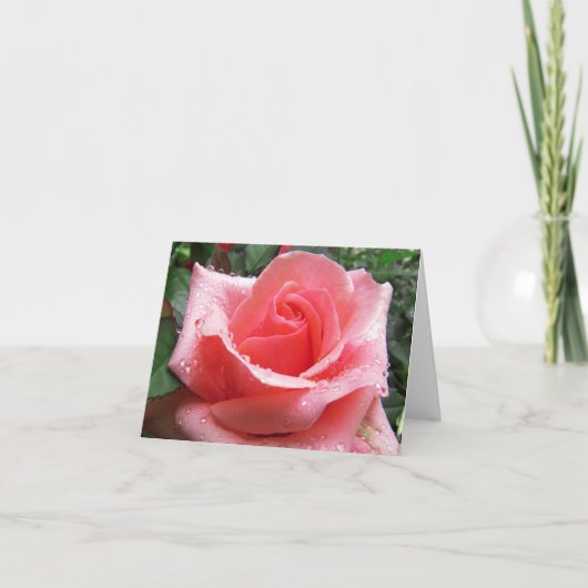 Rose rose avec carte de note Dew (Devant)