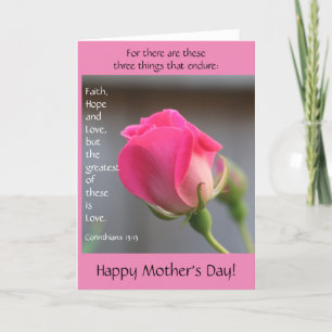 Rose rose avec verse sur l'amour, carte de fête de