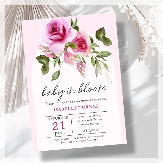 Rose Rose Baby in Bloom Baby shower Invitation