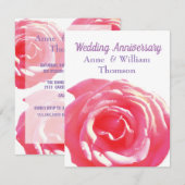 Rose rose belle invitation anniversaire (Devant / Derrière)