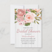 Rose Rose Blanc Fête des mariées Invitation (Devant)