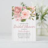 Rose Rose Blanc Fête des mariées Invitation (Debout devant)