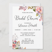 Rose Rose Blush Floral Douche nuptiale Invitation (Devant)