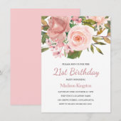 Rose rose Blush Gold 21ème anniversaire Invitation (Devant / Derrière)
