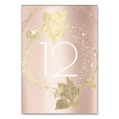 Rose Rose Blush Gold Wreath Numéro de table vertic (Dos)