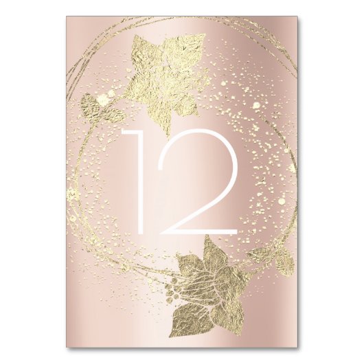 Rose Rose Blush Gold Wreath Numéro de table vertic (Par défaut)