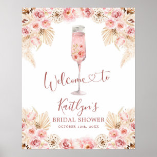 Rose rose Boho Soiree Affiche de bienvenue