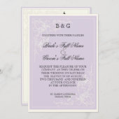 Rose rose botanique, Faire-part de mariage lavande (Devant / Derrière)