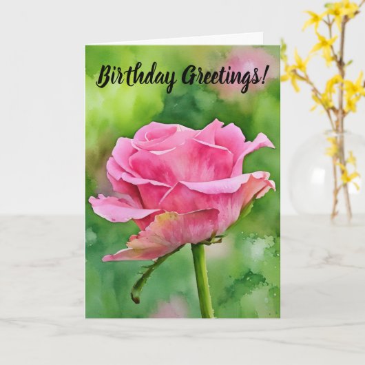 Rose Rose Bud Ouverture Art Carte Anniversaire (Fleur jaune)