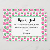 Rose rose Carte de remerciements d'anniversaire (Devant / Derrière)