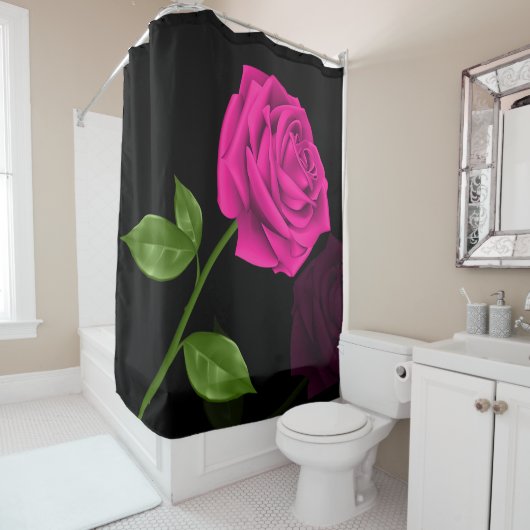 Rose rose chaud 2 - Rideau de douche (En situation)