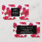Rose rose chaud Floral Carte de visite moderne (Devant / Derrière)