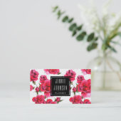 Rose rose chaud Floral Carte de visite moderne (Debout devant)