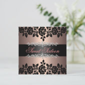 Rose rose clair et noir doux 16 Invitation (Debout devant)
