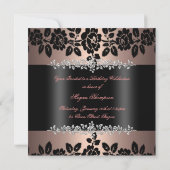Rose rose clair et noir doux 16 Invitation (Dos)