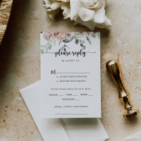 Rose rose classique Mariage menu Choix RSVP