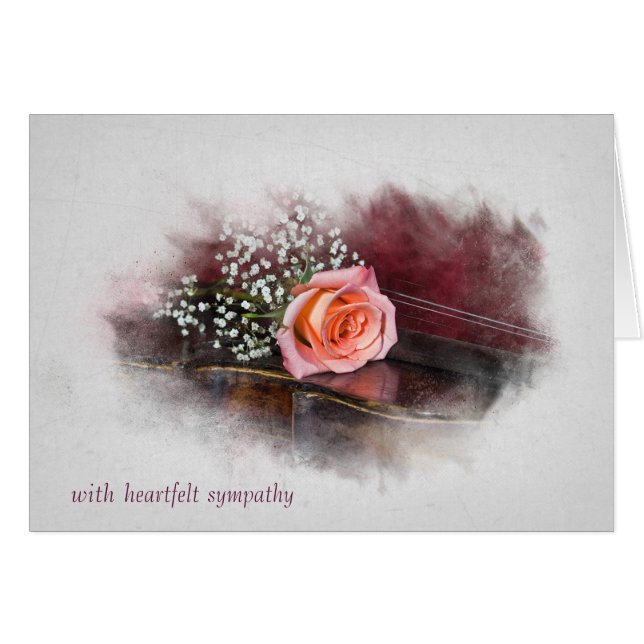 rose rose de sympathie sur violon (Devant horizontal)