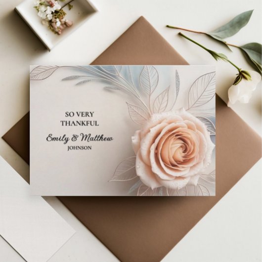 Rose Rose Dew Drops Designer Carte de remerciement