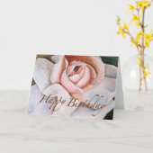 Rose rose douce en aquarelle—Bonne carte d'anniver (Fleur jaune)