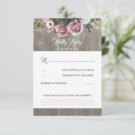 Rose rose Dusty Mariage floral RSVP (Debout devant)