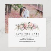 Rose rose Enregistrer la carte de date avec photo  (Devant / Derrière)