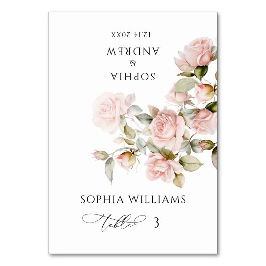 Rose rose et Mariage vert Carte Place (Par défaut)