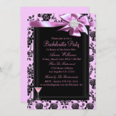 Rose rose et noir Invitation de la fête de bachelo (Devant / Derrière)