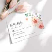 Rose rose et pivoines Bohemian RSVP Mariage Card