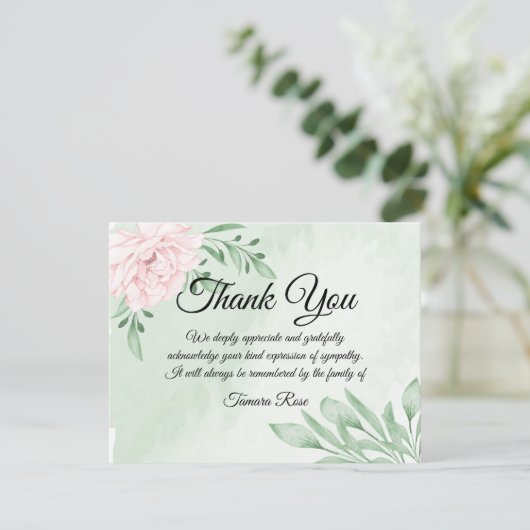 Rose Rose Eucalyptus Funérailles Merci Note (Debout devant)