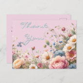 Rose rose Fleur Anniversaire Merci Carte postale (Devant / Derrière)