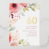 Rose rose floral 60e anniversaire Invitation (Recto)