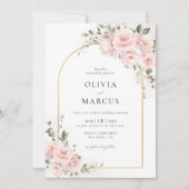 Rose Rose Floral Arc Élégant Mariage Invitation (Devant)