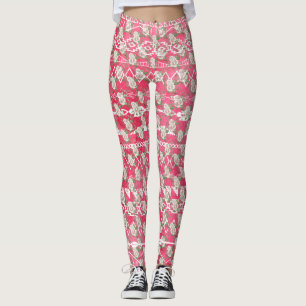 Rose rose Floral Aztec Motif Leggings