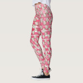 Rose rose Floral Aztec Motif Leggings (Gauche)