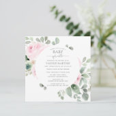 Rose rose Floral Baby Sprinkl Invitation (Debout devant)