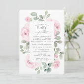 Rose rose Floral Baby Sprinkl Invitation (Debout devant)