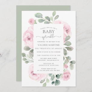 Rose rose Floral Baby Sprinkl Invitation
