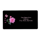 Rose Rose Floral Coeurs papillon Étiquette (Devant)