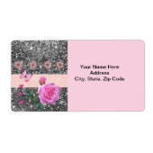 Rose Rose Floral Coeurs papillon Étiquette (Devant)