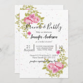 Rose rose floral Confetti Douche Invitation (Devant / Derrière)