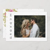 Rose rose Floral Confetti Fiançailles Faire-part (Devant / Derrière)