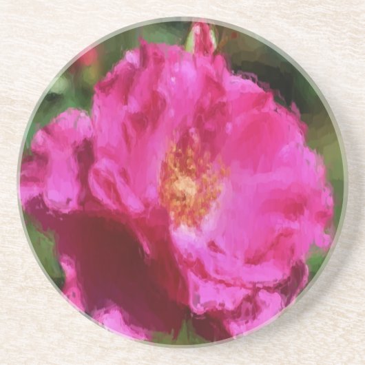 Rose rose Floral Dessous de verre de peinture phot (Devant)