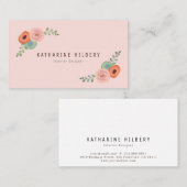 Rose rose floral et Carte de visite de pavot (Devant / Derrière)