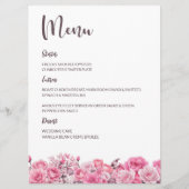 Rose Rose Floral Mariage Menu (Devant)