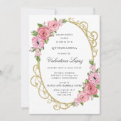 Rose Rose Floral or Quinceanera Invitation (Devant)